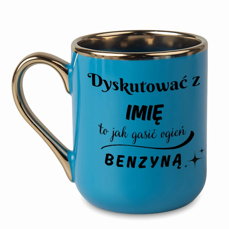 personalizowany kubek w kolorze niebieskim glamour