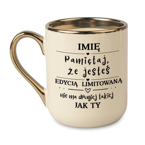 kubek personalizowany w kolorze kremowym z imieniem