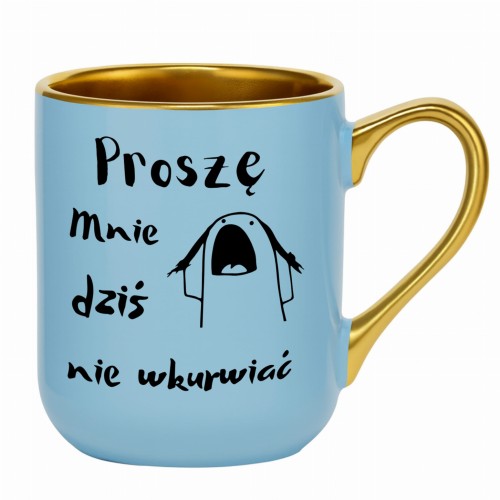 pastelowy kubek z humorem proszę mnie dziś nie wkurwiać