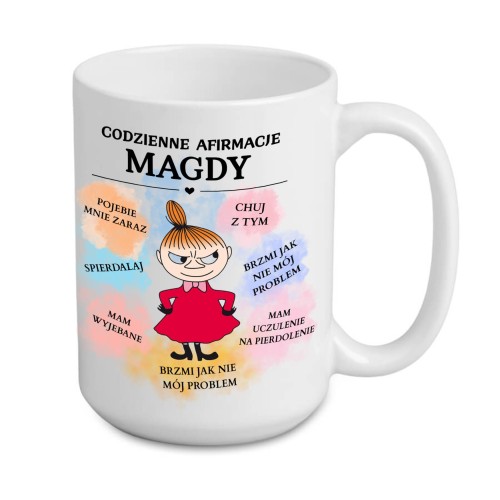 kubek codzienne afirmacje magdy z zabawnymi napisami – prezent personalizowany alexgrawer.pl