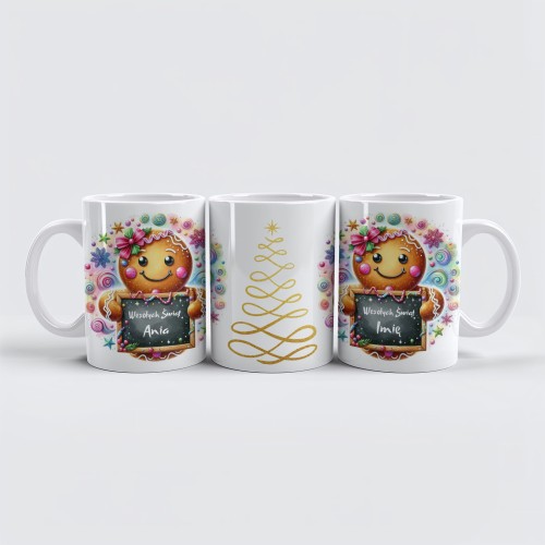 personalizowany kubek Wesołych Świąt z choinką