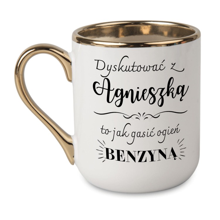personalizowany kubek z imieniem Agnieszka nadruk po lewej i prawej stronie