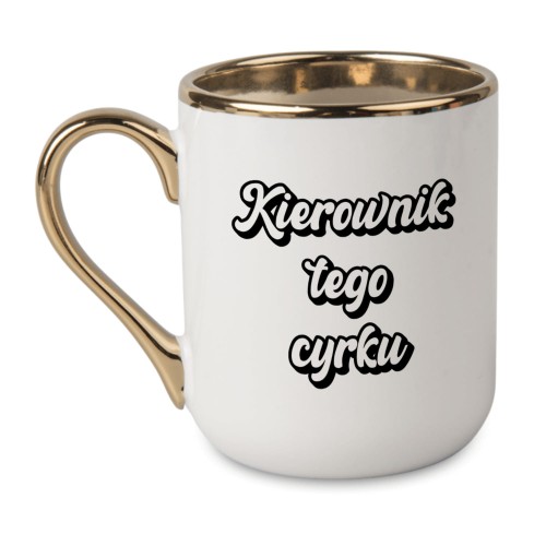 kubek personalizowany z imieniem biały ze złotym rantem alexgrawer