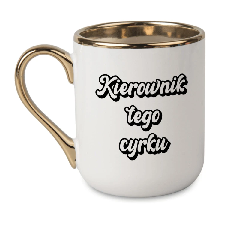 kubek personalizowany z imieniem biały ze złotym rantem alexgrawer