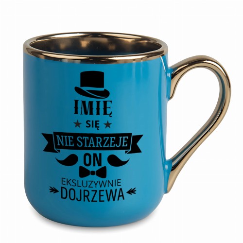 elegancki kubek dla mężczyzny z napisem on ekskluzywnie dojrzewa