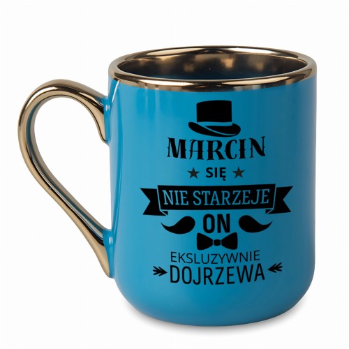 kubek z imieniem na prezent dla mężczyzny niebieski glamour