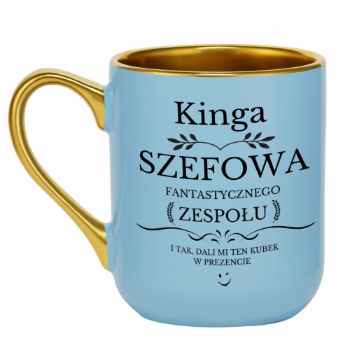 kubek personalizowany szefowa fantastycznego zespołu niebieski