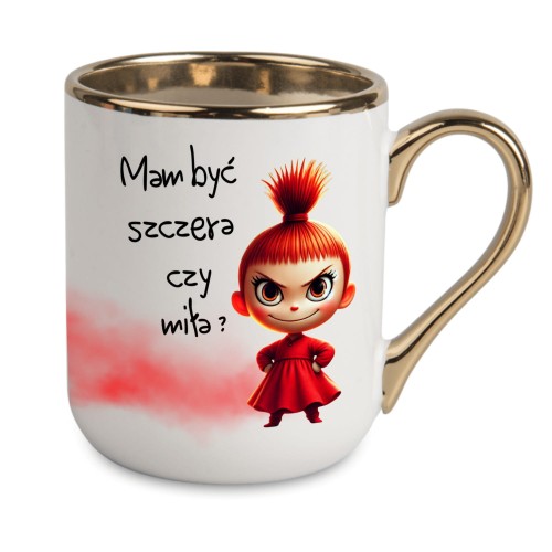 kubek personalizowany z napisem mam być szczera czy miła