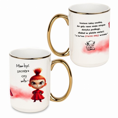 kubek personalizowany z imieniem dla kobiety z napisem diabeł w piekle mówi