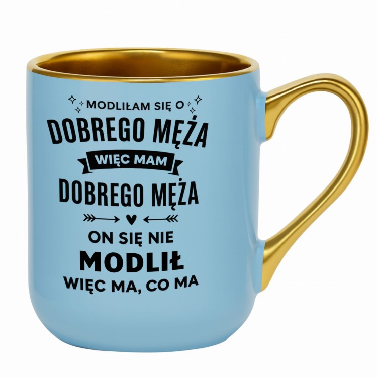 kubek ze złotym rantem i uchem z personalizacją imieniem