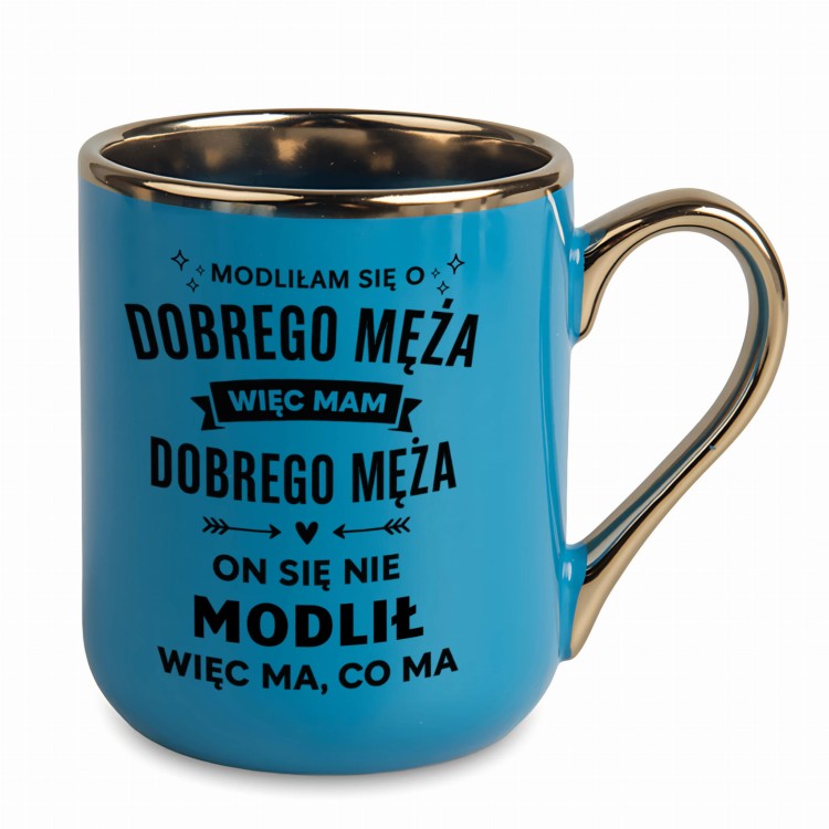 elegancki kubek ze złotym rantem i personalizacją imieniem