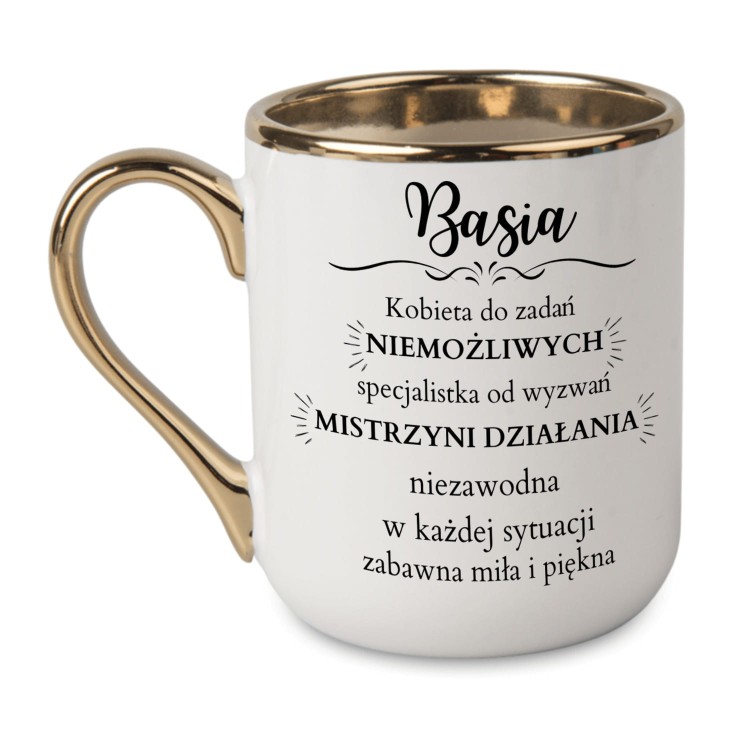 kubek z imieniem dla kobiety mistrzyni działania
