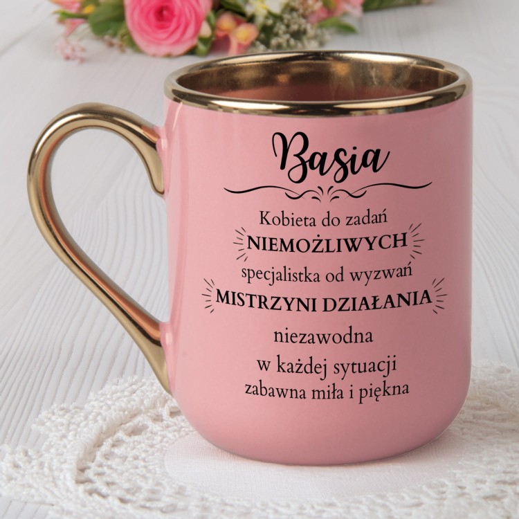 elegancki kubek prezent dla niej kobieta do zadań niemożliwych