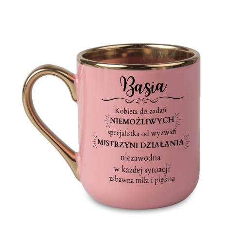 różowy kubek personalizowany kobieta do zadań niemożliwych