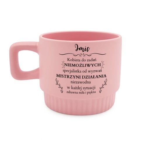 kubek personalizowany różowy prezent dla kobiety