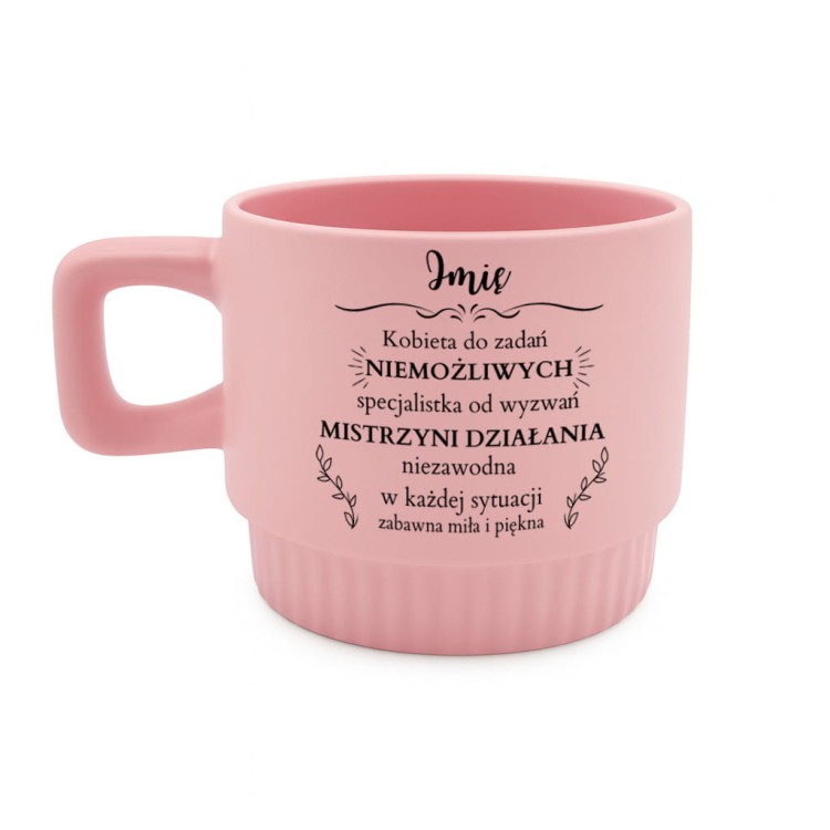 kubek personalizowany różowy prezent dla kobiety