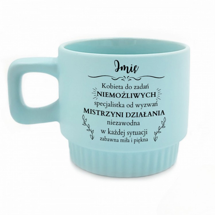 kubek personalizowany błękitny prezent dla kobiety