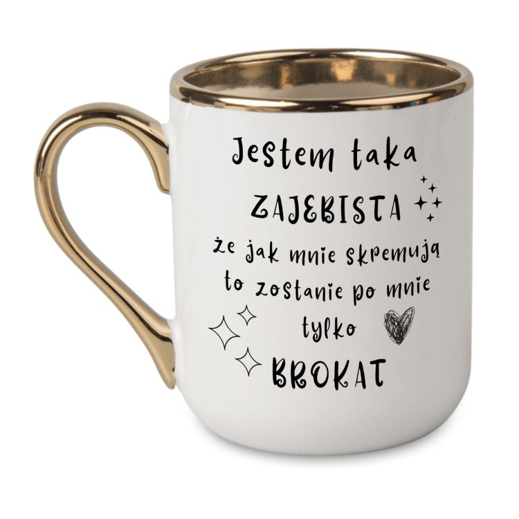 elegancki kubek dla kobiet ze złotymi detalami