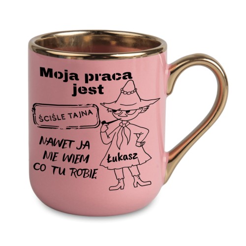 kubek różowy moja praca jest ściśle tajna
