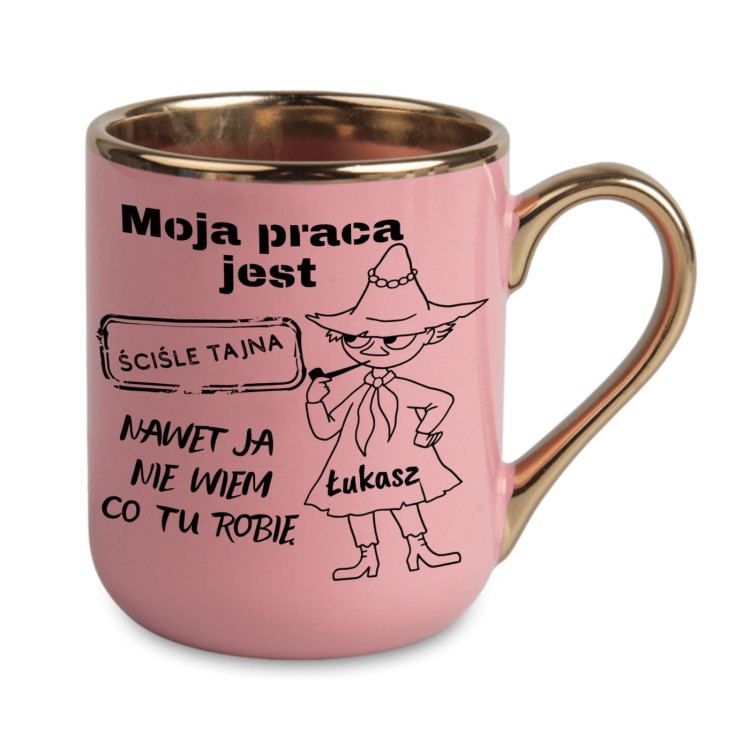 kubek różowy moja praca jest ściśle tajna