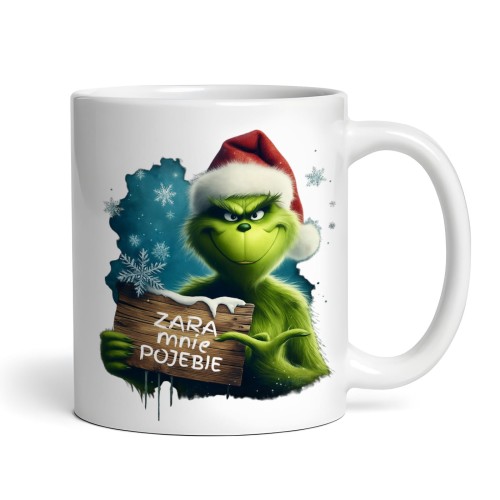 kubek świąteczny Grinch Zara mnie pojebie z personalizacją imienia