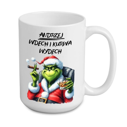 kubek grinch wdech i kurwa wydech personalizowany