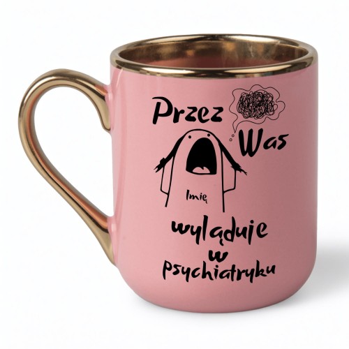 kubek z nadrukiem humorystycznym personalizacja imieniem różowy alexgrawer