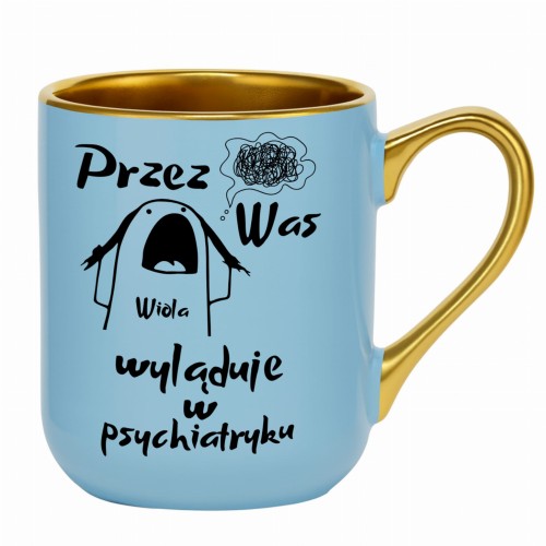 personalizowany kubek jasnoniebieski humorystyczny napis alexgrawer