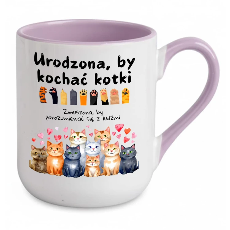 Jasnofioletowy kubek Alex 330 ml Urodzona by kochać kotki z imieniem