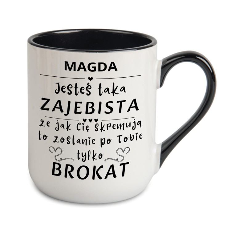 kubek czarny personalizowany jesteś taka zajebista brokat