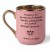 kubek różowy ze złotym uchem z zabawnym tekstem o harmonii