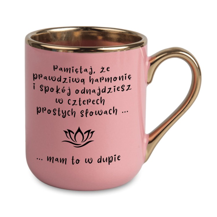 kubek prezent dla przyjaciółki różowy ze złotym wykończeniem