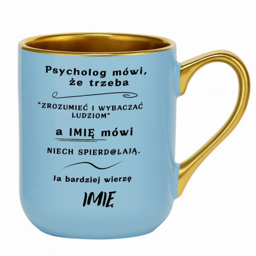 personalizowany kubek z tekstem ja bardziej wierzę Gosi