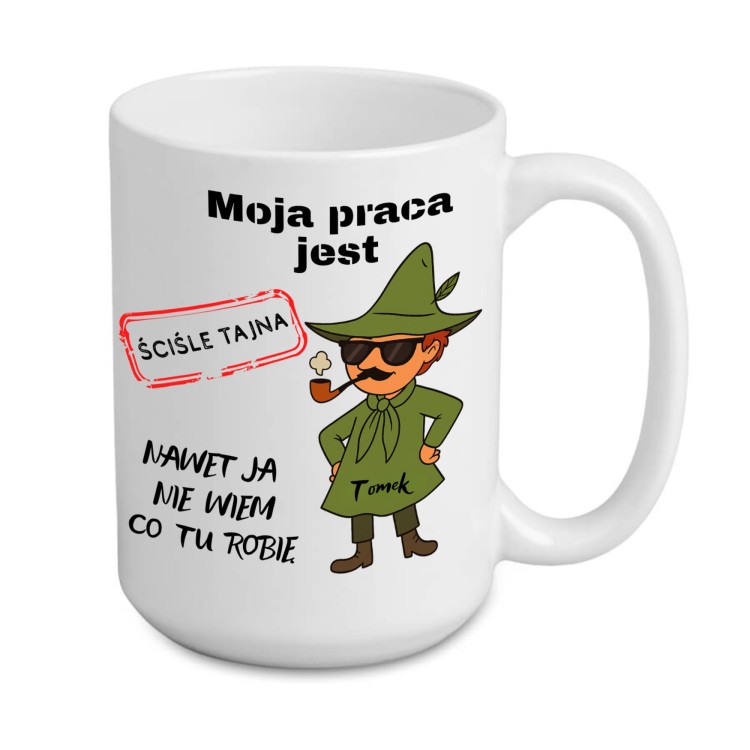 personalizowany kubek z grafiką wędrowca nadruk po lewej i prawej stronie