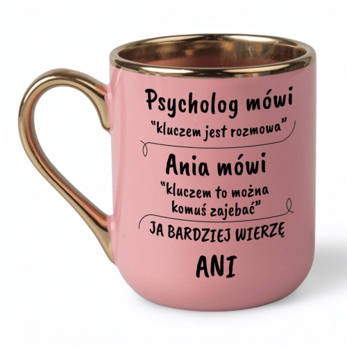 śmieszny kubek z nadrukiem ja bardziej wierzę imieniu personalizowany prezent