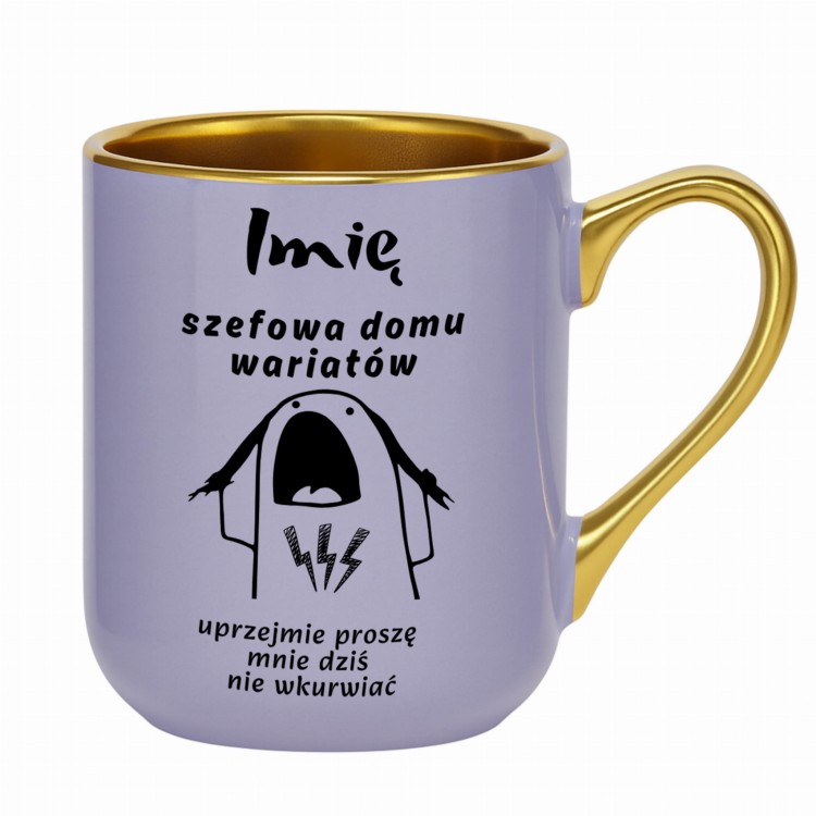 fioletowy kubek szefowa domu wariatów personalizowany