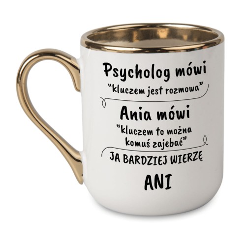 Zabawny kubek z napisem kluczem to można komuś zajebać, nadruk po obu stronach