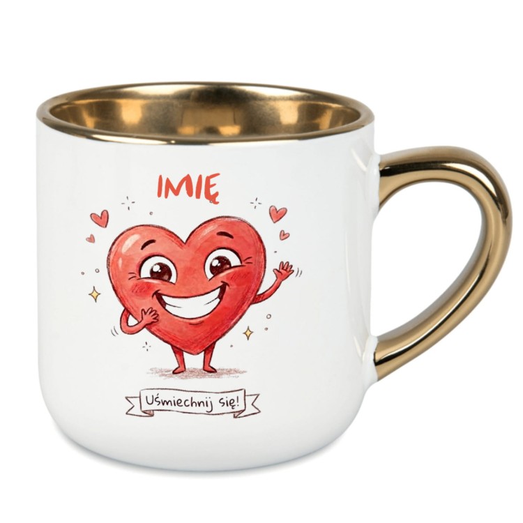 Kubek ceramiczny 400 ml złoty środek elegancki nadruk