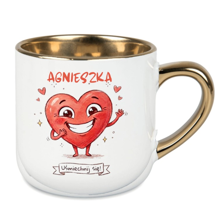 Elegancki kubek 400 ml z personalizacją imieniem i grafiką serca