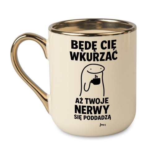 Kremowy personalizowany kubek z imieniem i zabawnym nadrukiem