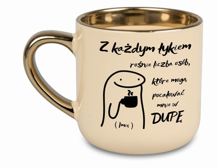 Personalizowany kubek z nadrukiem Z każdym łykiem rośnie liczba osób i imieniem pod grafiką