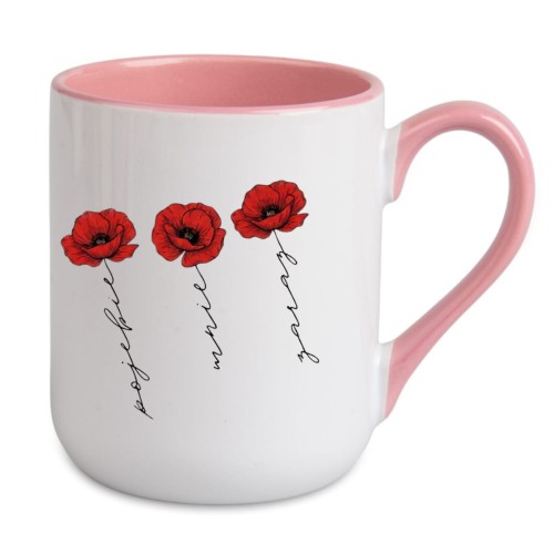 kubek z makami i ukrytym napisem pojebie mnie zaraz personalizowany imieniem różowy