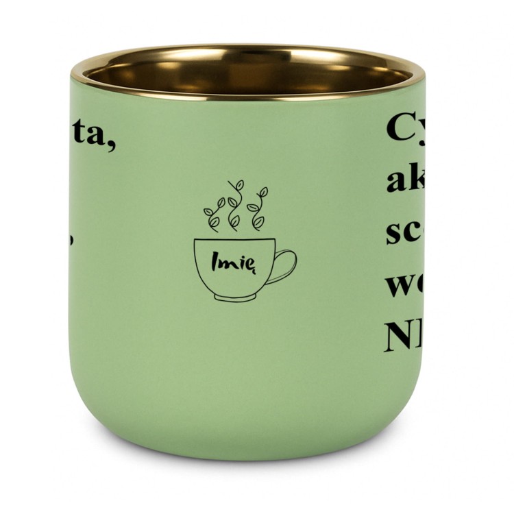 Elegancki kubek na prezent 400 ml z czarnym nadrukiem literackim