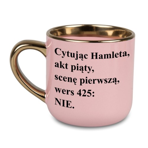 Kubek personalizowany różowy 400 ml z imieniem i złotym rantem