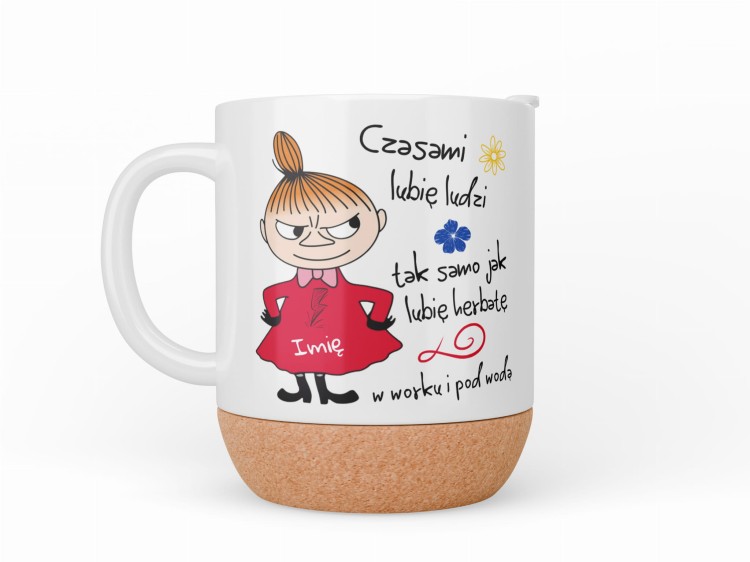 Personalizowany kubek z imieniem Czasami lubię ludzi z korkową podstawą i zatyczką