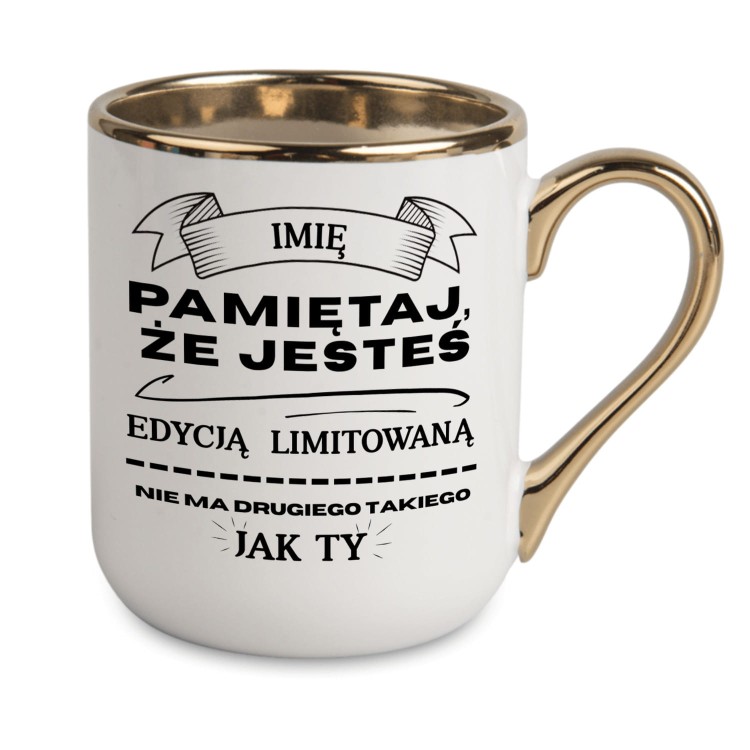 kubek personalizowany dla mężczyzny z imieniem edycja limitowana złote ucho