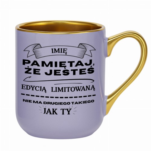 fioletowy kubek personalizowany dla mężczyzny edycja limitowana złote ucho