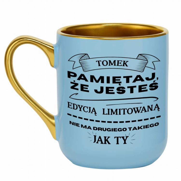 niebieski kubek personalizowany dla mężczyzny edycja limitowana złote ucho