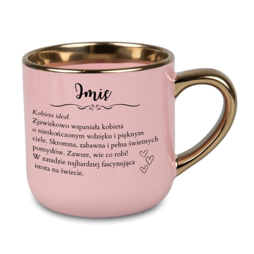 kubek z imieniem kobieta ideał różowy kubek personalizowany prezent dla niej