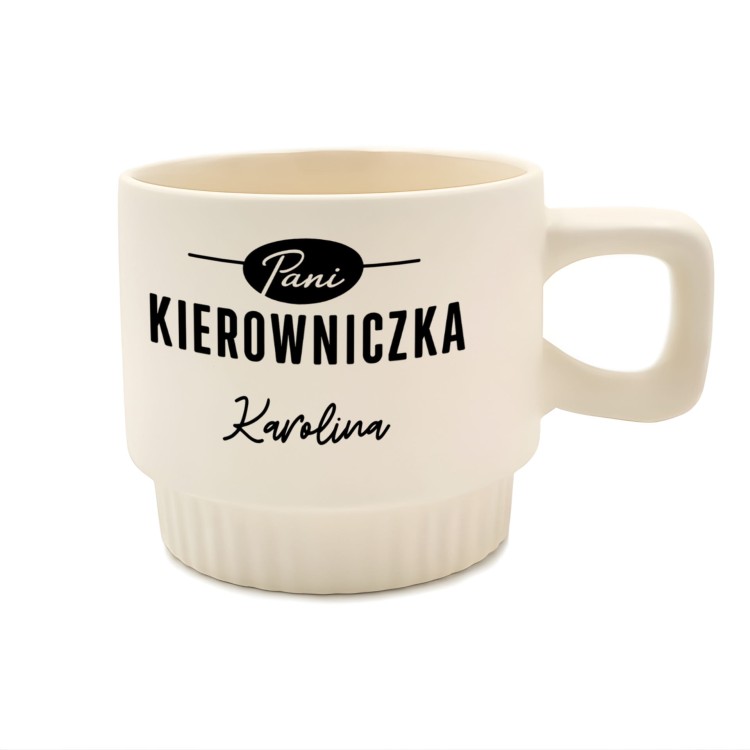 kremowy kubek pani kierowniczka z imieniem